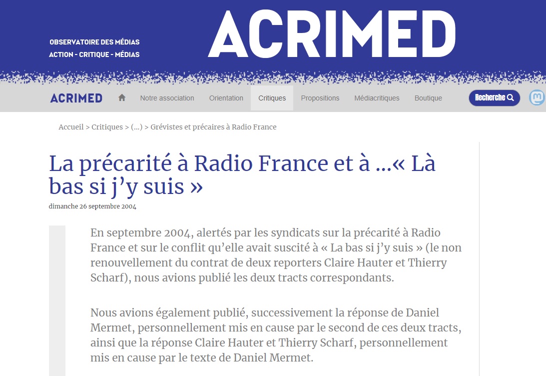 "La précarité à Radio France et à... «Là-bas si j'y suis»"