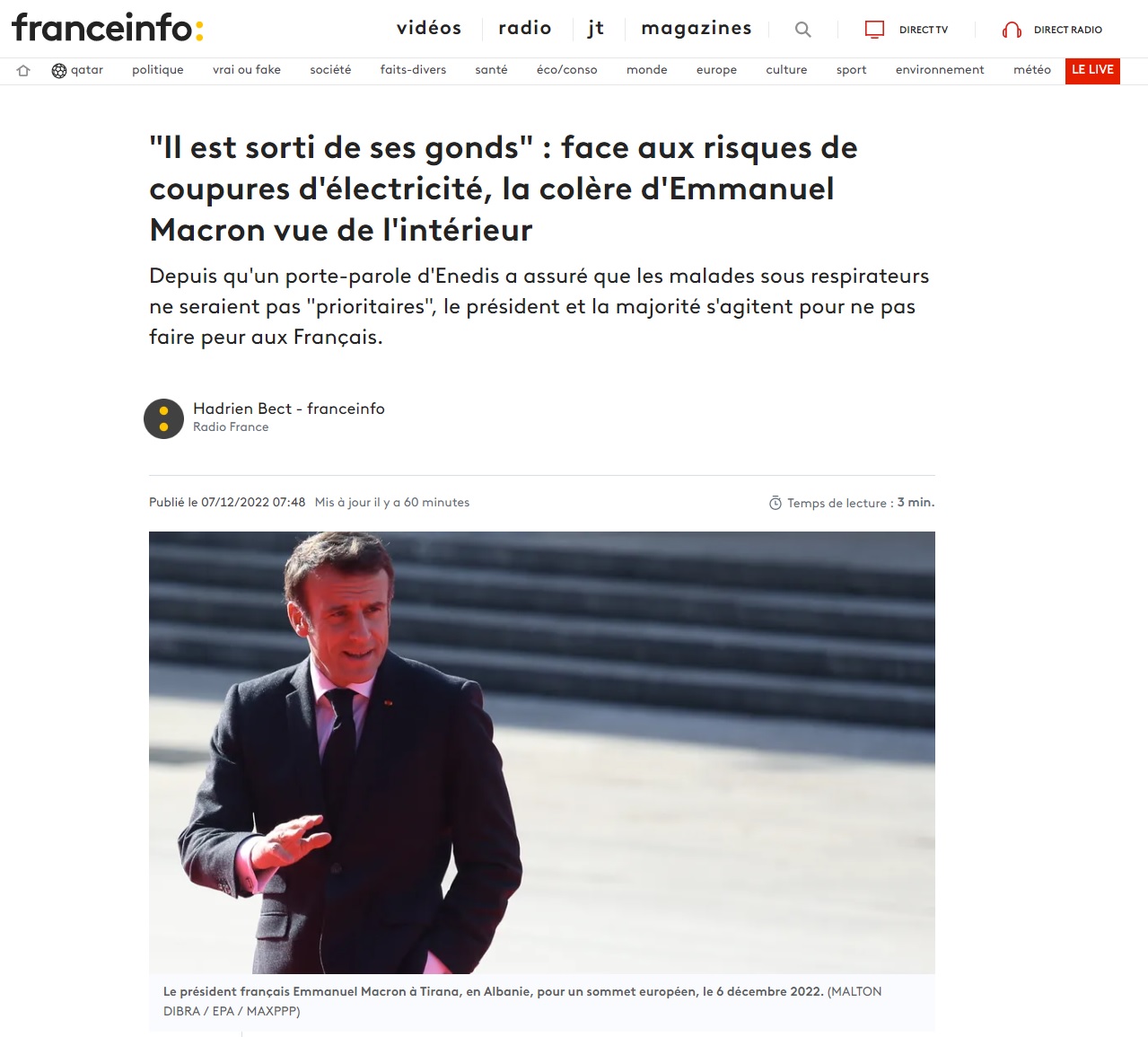 Finalement, le président Macron goûte peu la sobriété énergétique
