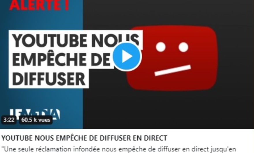 Youtube Interdit Les Directs Au Média Pendant 24 H Par