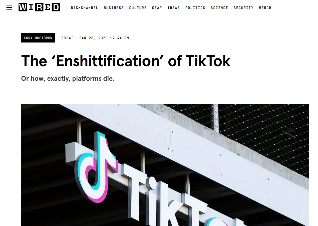 L'emmerdification de Tiktok (et du web social)