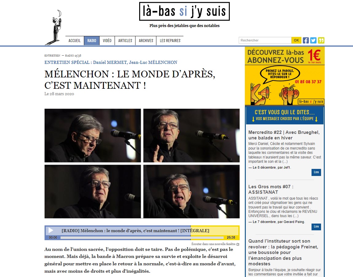 En pleine grève, Mermet interviewe Mélenchon