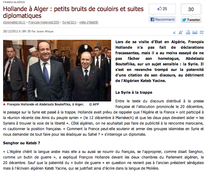 Algerie Les Silences De Hollande Et Bouteflika Par Gilles Klein Arret Sur Images