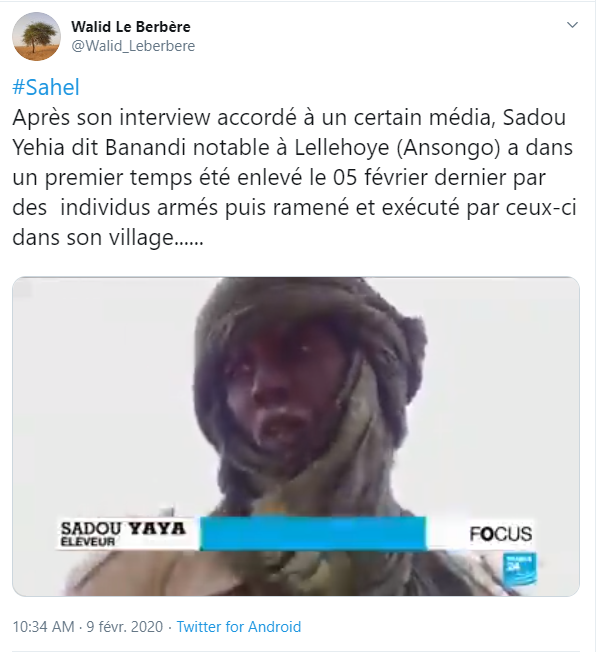 Un journaliste local rapporte l'exécution de Sadou Yehia